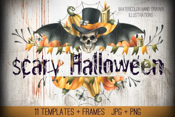 Download Halloween Skulls Watercolor Templates - Skulls Collection