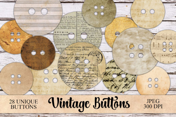 Download Digtial Vintage Buttons Ephemera - Buttons Collection