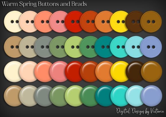 Download Warm Spring Buttons and Brads - Buttons Collection