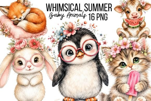 Download Whimsical Summer Baby Animals Clipart - Premium Bundle